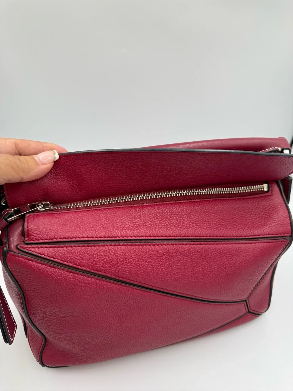 Loewe Hot Pink Puzzle Leather Top-Handle Shoulder Bag with Detachable CB Strap